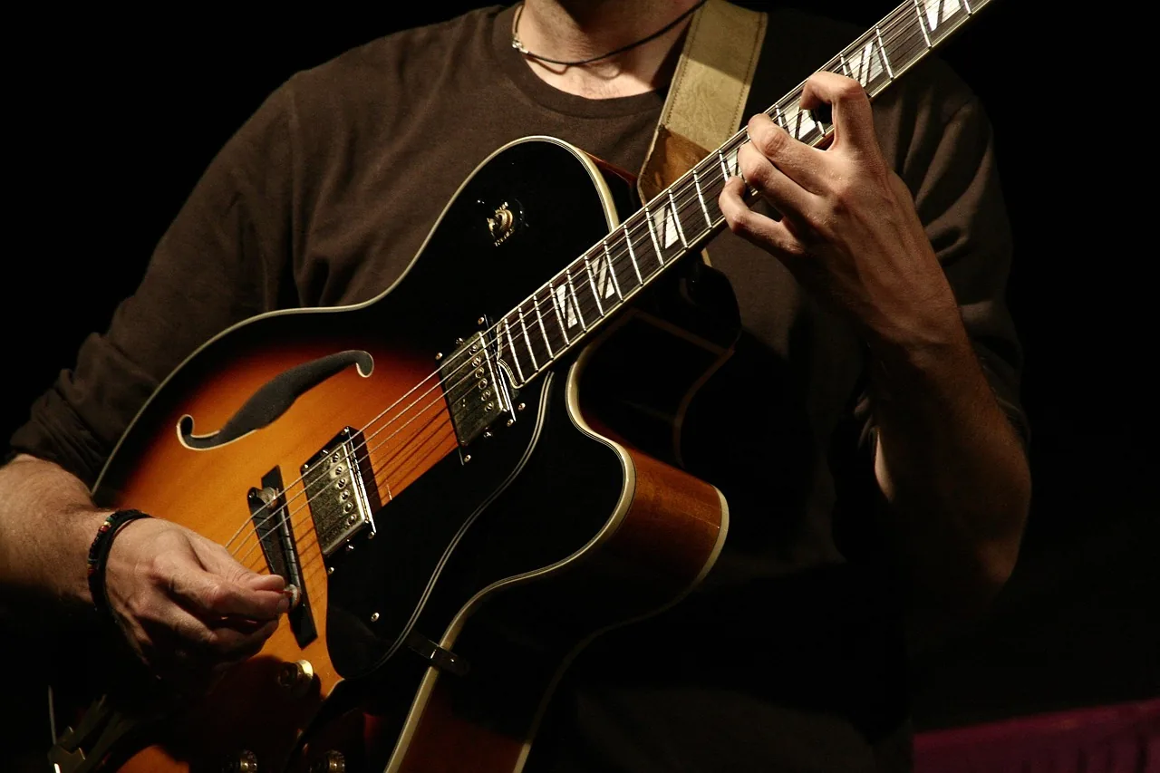 Musician playing an acoustic guitar