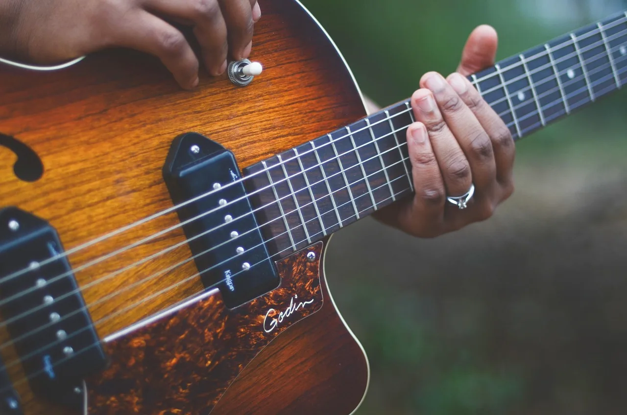 Guitarist playing a folk acoustic guitar
