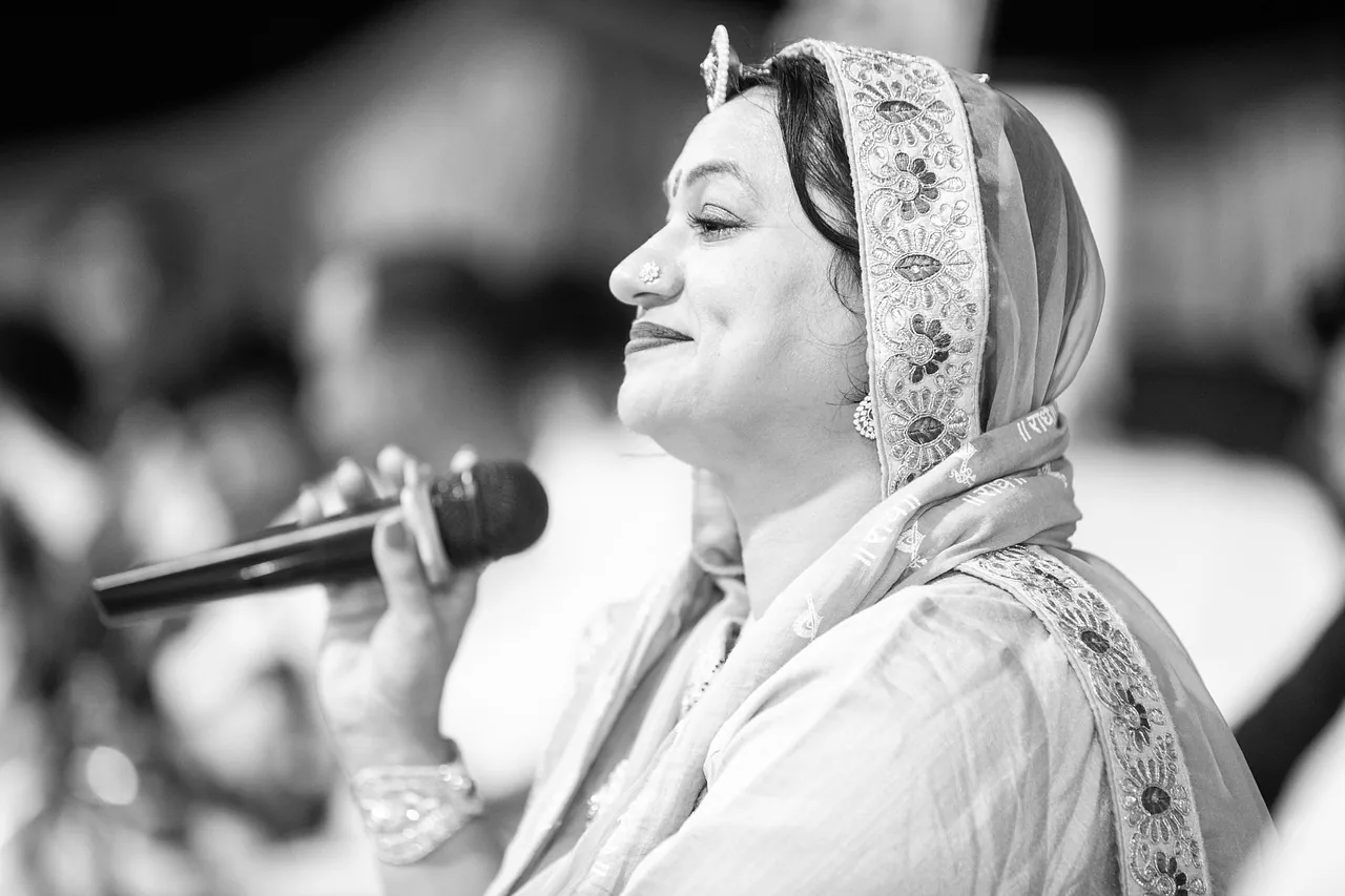 Traditional singer performing for an audience