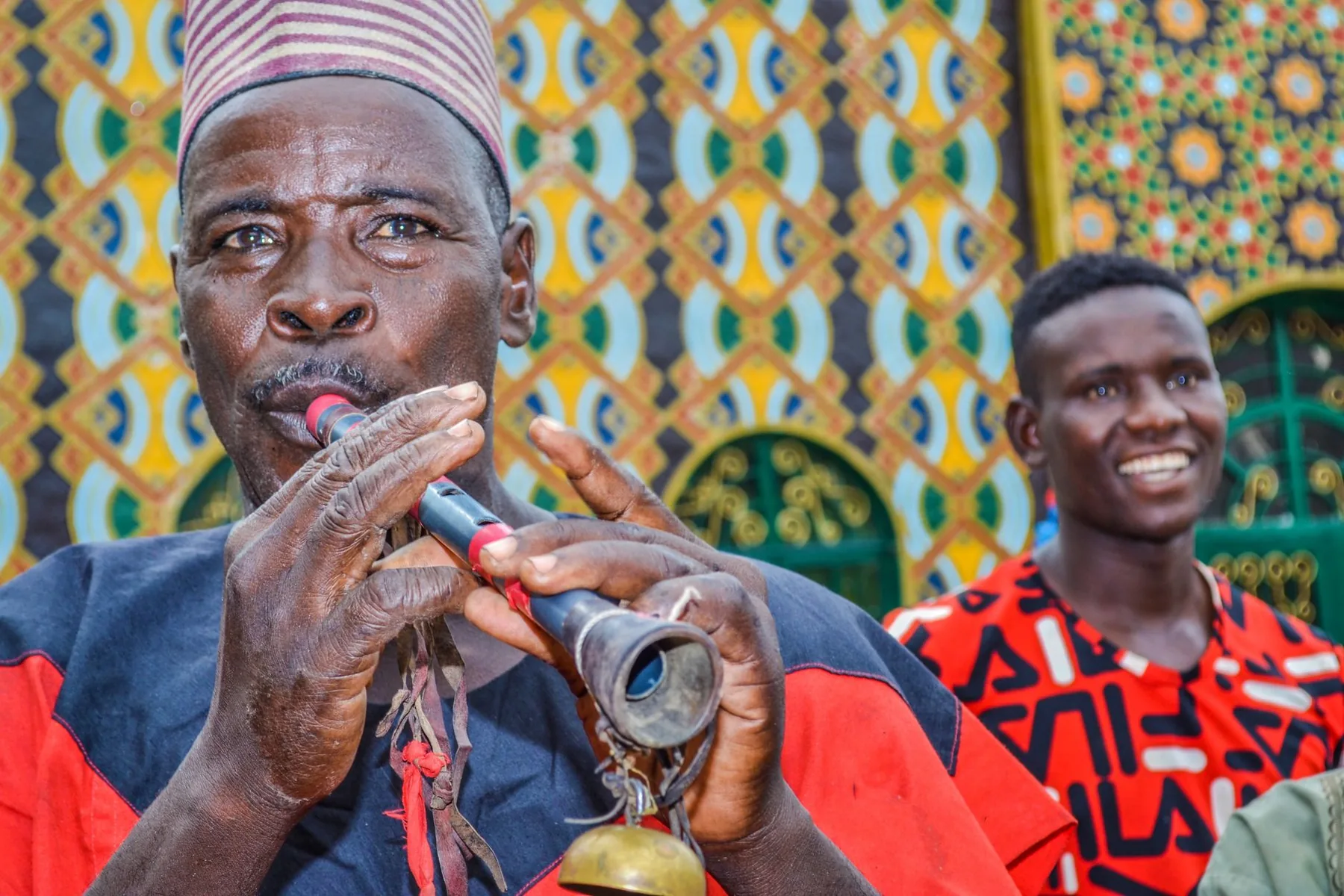 Traditional musician playing the flute Traditional musician playing the flute