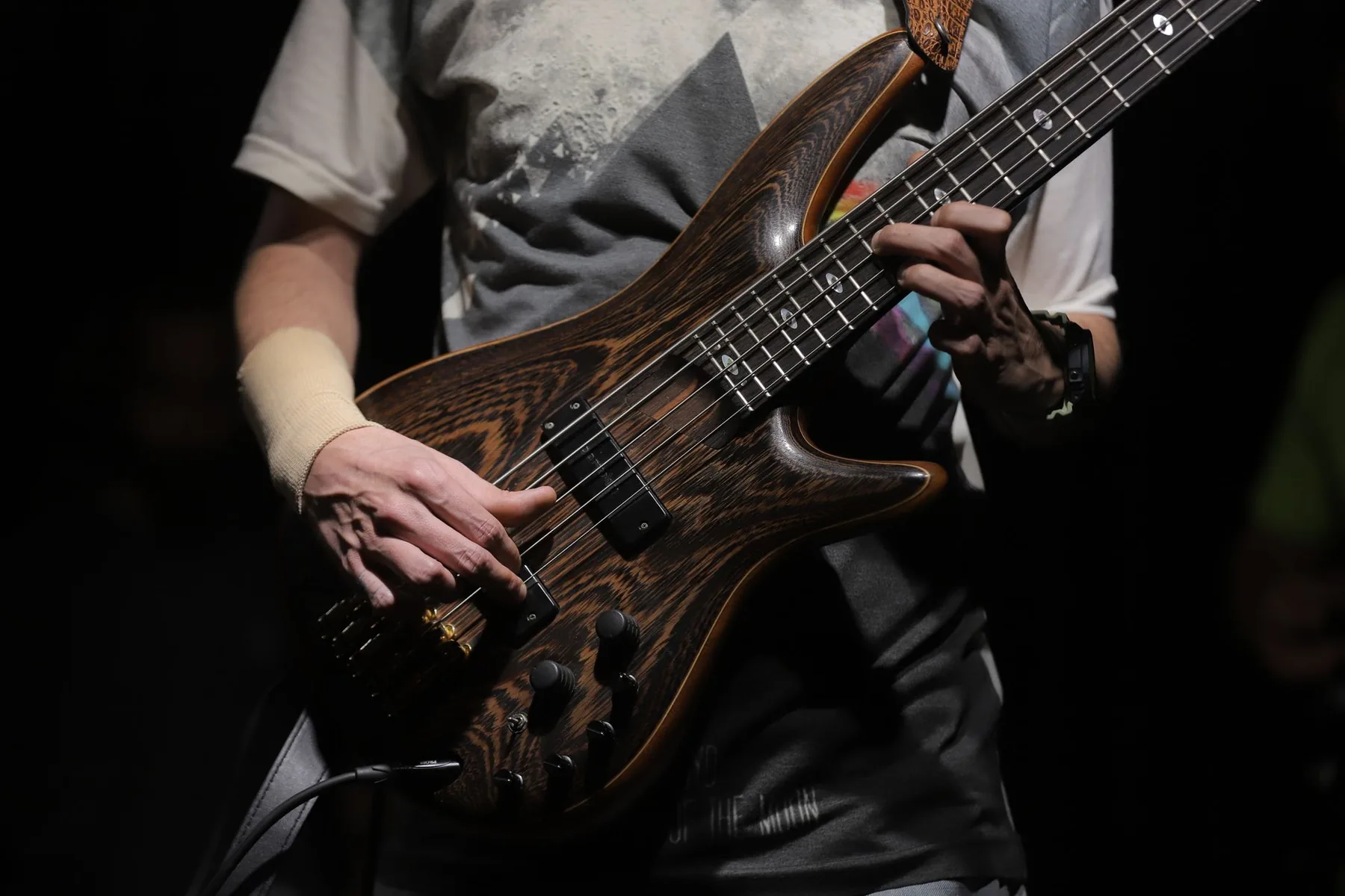 Bassist during a musical performance Bassist during a musical performance