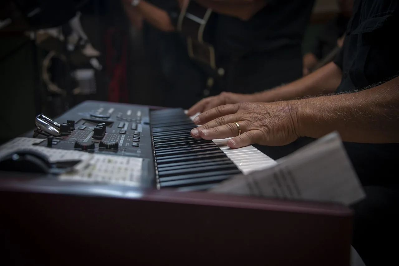 Keyboard player during a collaboration Keyboard player during a collaboration