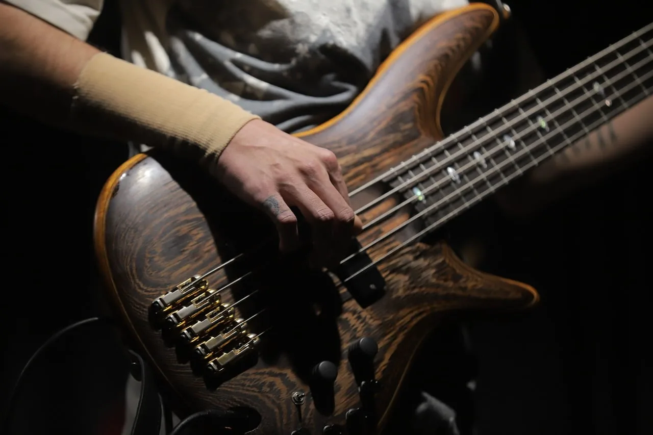 Musicien jouant de la basse sur scène Musicien jouant de la basse sur scène
