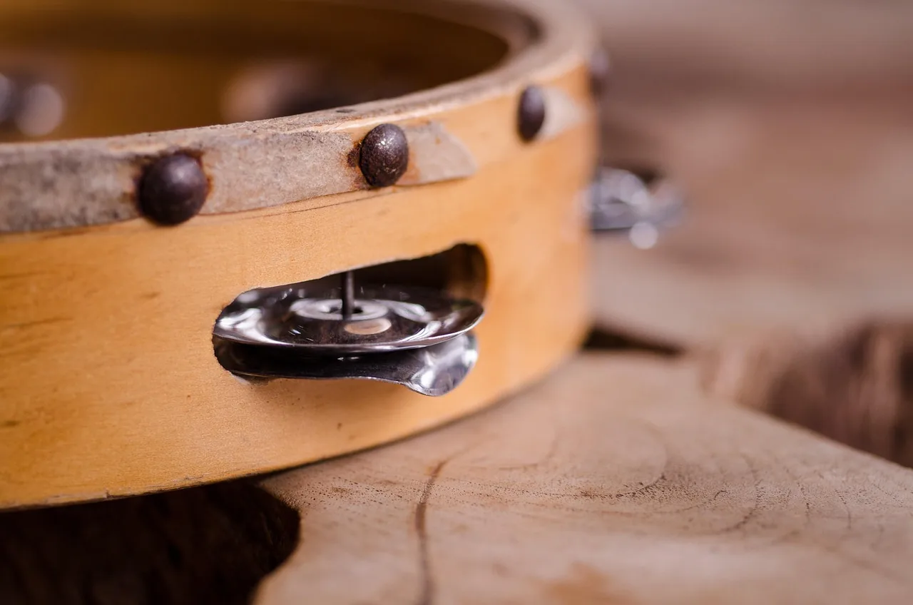 Gros plan sur un tambourin traditionnel Gros plan sur un tambourin traditionnel