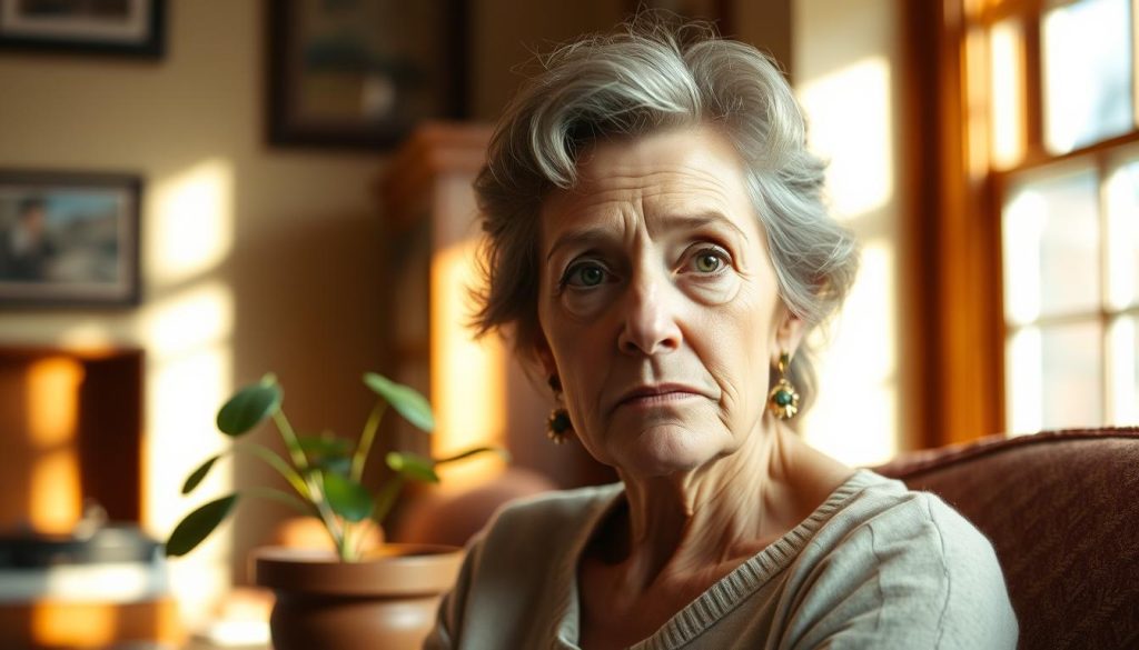 A thoughtful, serene portrait of Marjorie Guthrie, Woody Guthrie's beloved muse and lifelong supporter. Marjorie sits in a warm, sun-dappled room, gazing with a gentle, introspective expression. Her face is illuminated by soft, natural lighting, casting a comforting glow. In the middle ground, a potted plant and a vintage record player hint at her creative and artistic sensibilities. The background is blurred, keeping the focus on Marjorie's pensive countenance. An air of quiet contemplation and quiet strength pervades the scene, capturing Marjorie's pivotal role as Woody's inspiration and emotional bedrock. A thoughtful, serene portrait of Marjorie Guthrie, Woody Guthrie's beloved muse and lifelong supporter. Marjorie sits in a warm, sun-dappled room, gazing with a gentle, introspective expression. Her face is illuminated by soft, natural lighting, casting a comforting glow. In the middle ground, a potted plant and a vintage record player hint at her creative and artistic sensibilities. The background is blurred, keeping the focus on Marjorie's pensive countenance. An air of quiet contemplation and quiet strength pervades the scene, capturing Marjorie's pivotal role as Woody's inspiration and emotional bedrock.